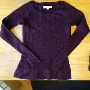 Ann Taylor LOFT plumb/maroon crew neck sweater